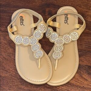 Gold Embellished Sandals Size 9
